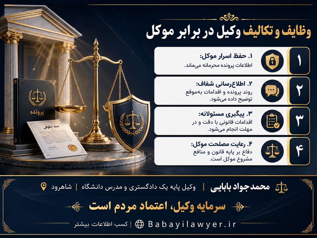 وظایف وکیل در برابر موکل
